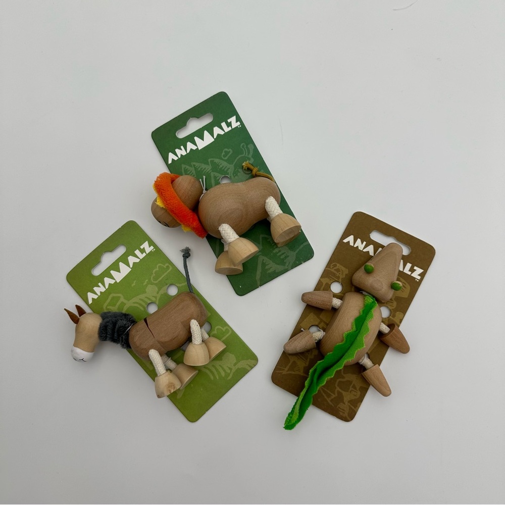 Anamalz Wooden Waldorf / Montessori Posable Animal Figurine Set of 3